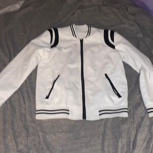 Men’s Size M - White & Black Pleather Varsity Jacket